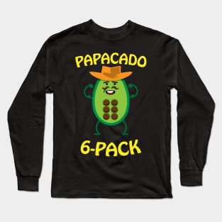 Papacado 6 Pack Dad Avocado Cute Workout Long Sleeve T-Shirt